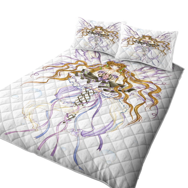 Quilt with Cool Fantasy Art Burgundy Wine Fairy