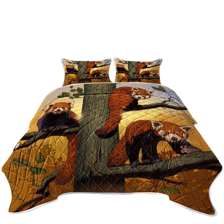 Quilt with Cute Animals Art Red Pandas