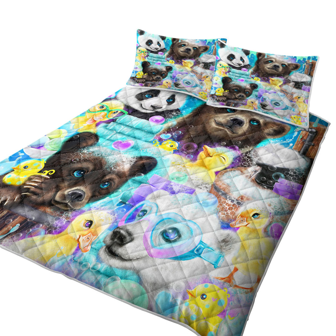 Quilt with Cute Bears and Ducks Bath Scrub a Dub Cubs