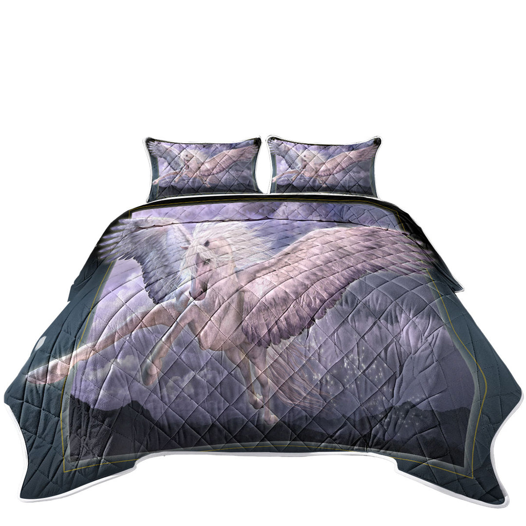 Quilt with Fantasy Art Taking Flight Magical Flying Horse Pegasus