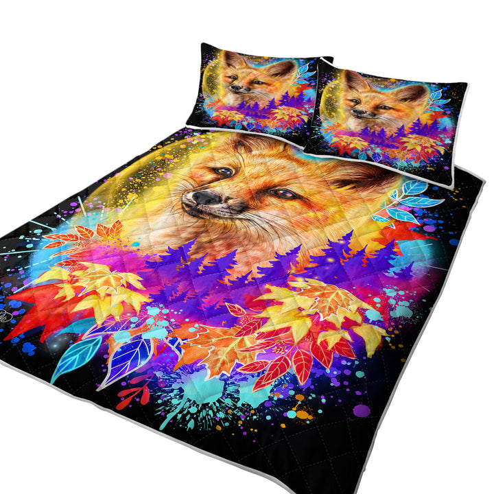 Quilt with Forest Animals Art Red Fox Spirit