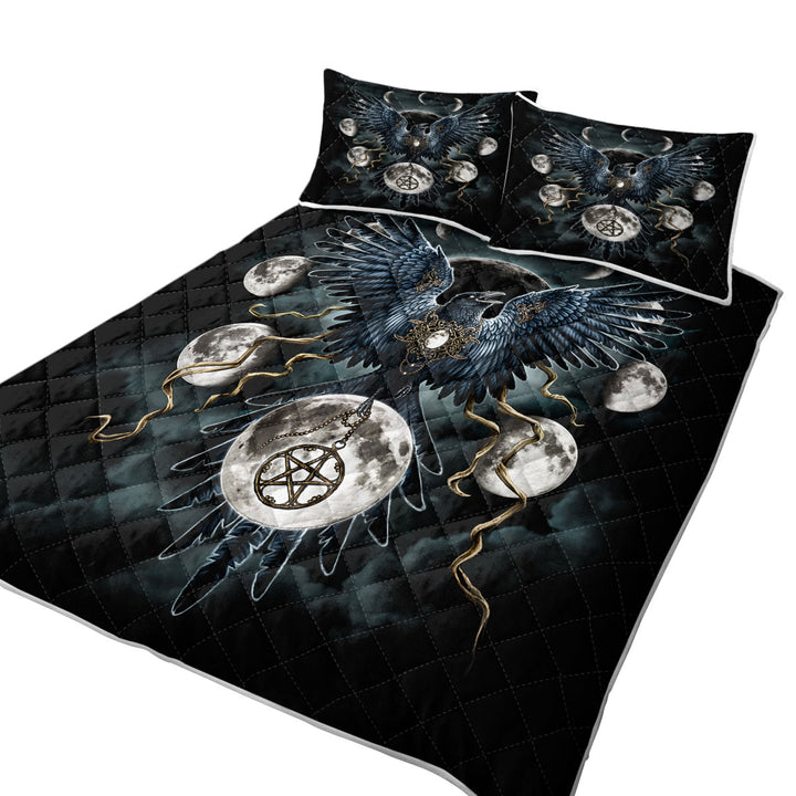 Quilt with Gothic Art Sinister Wings Moon Night Crow