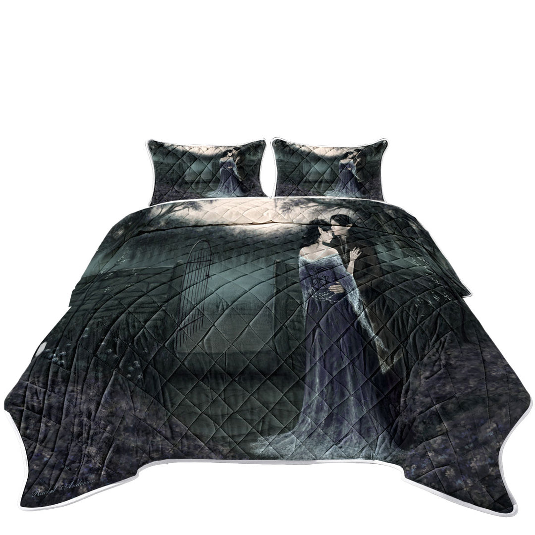 Quilt with Gothic Fantasy Art Dark Garden of Two Elf Lovers