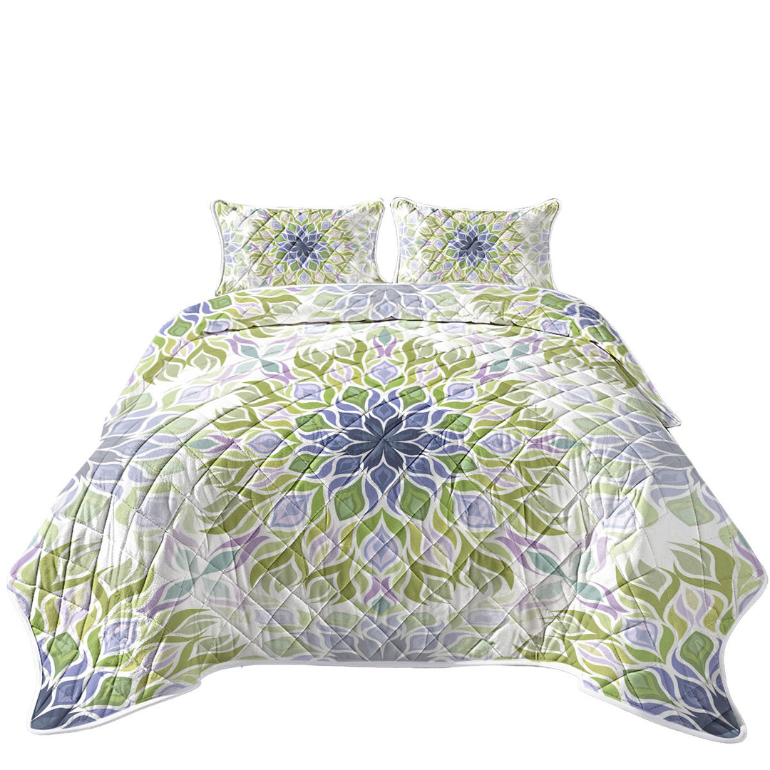 Quilt with Green Purple Relaxing Abstract