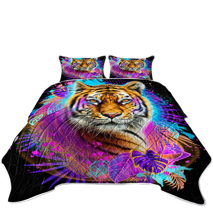 Quilt with Jungle Animals Art Tiger Spirit