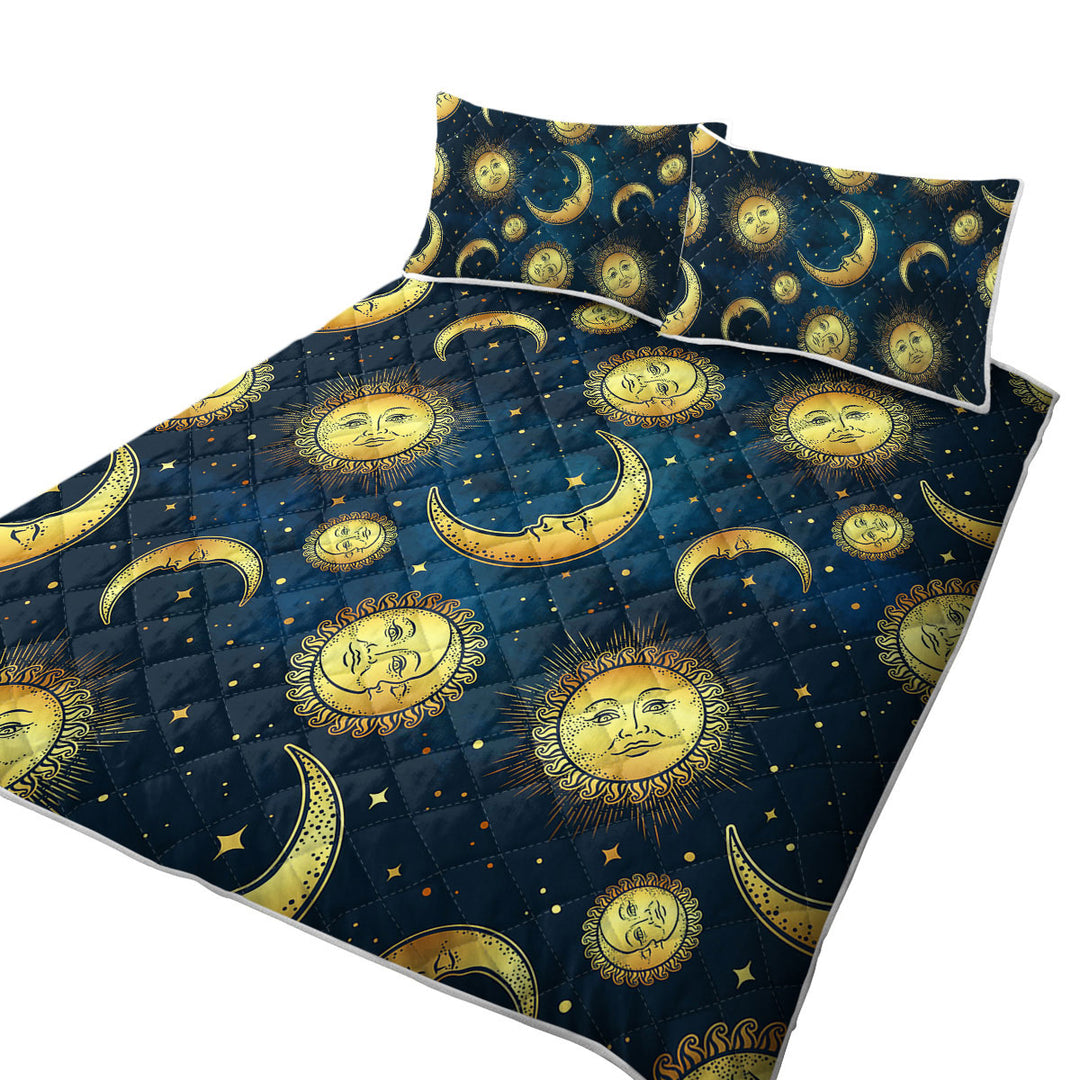 Quilt with Moon and Sun in Space