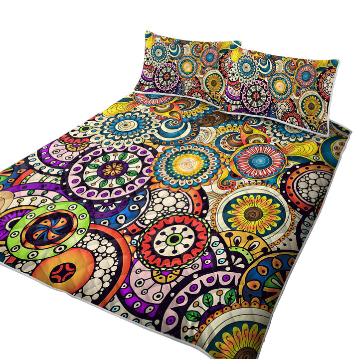 Quilt with Multi Colored Little Mandalas