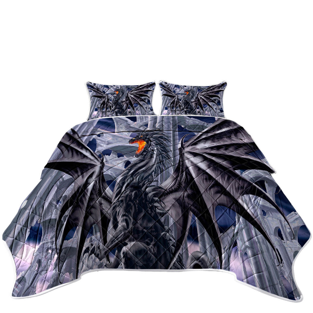 Quilt with Thunderstrike Powerful Black Dragon