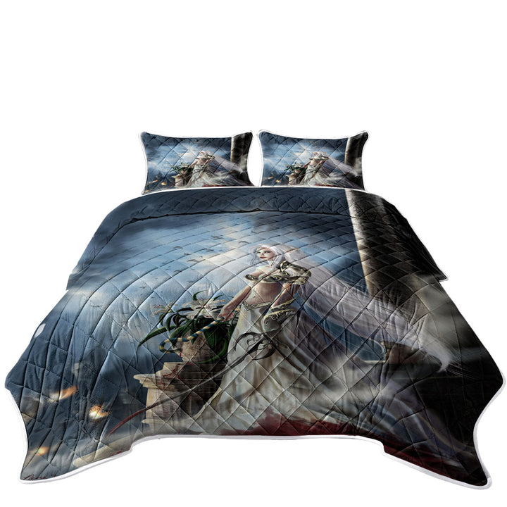 Quilts for Beds with Cool Fantasy Art the Prophecy Beautiful Elf Girl