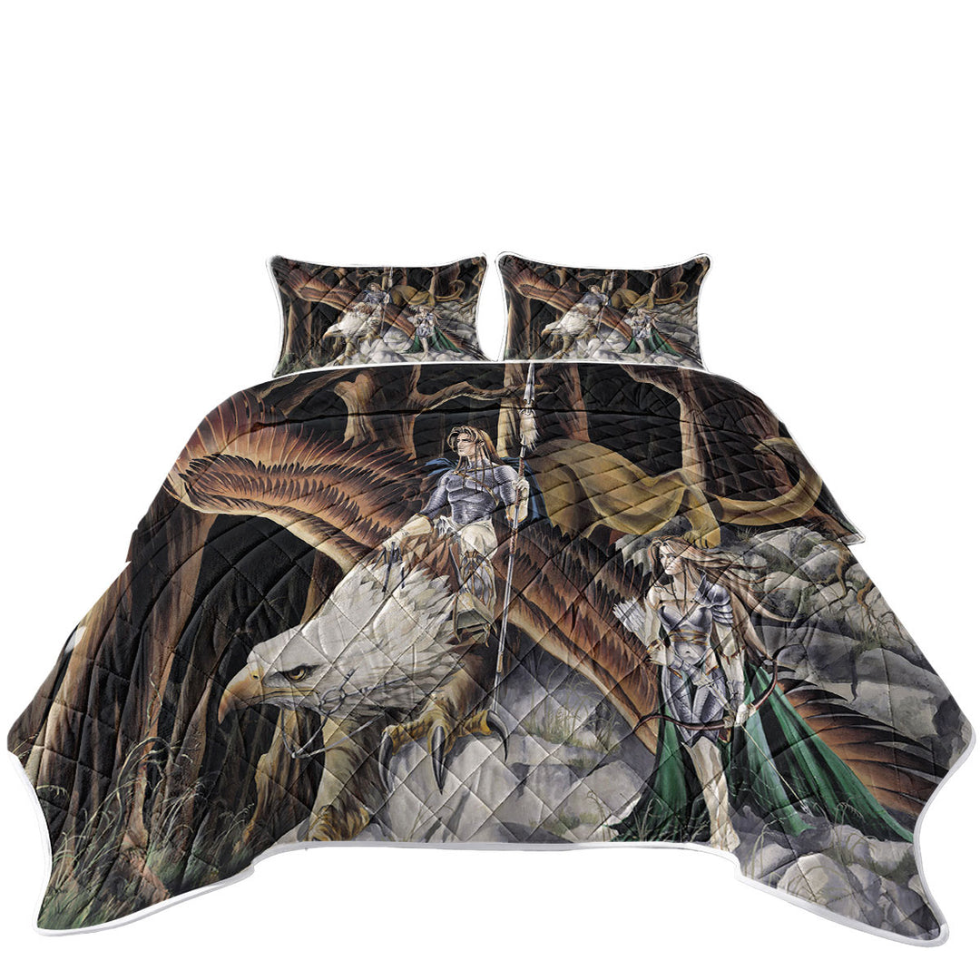 Quilts for Beds with Cool Mythological Griffin Creature Warriors