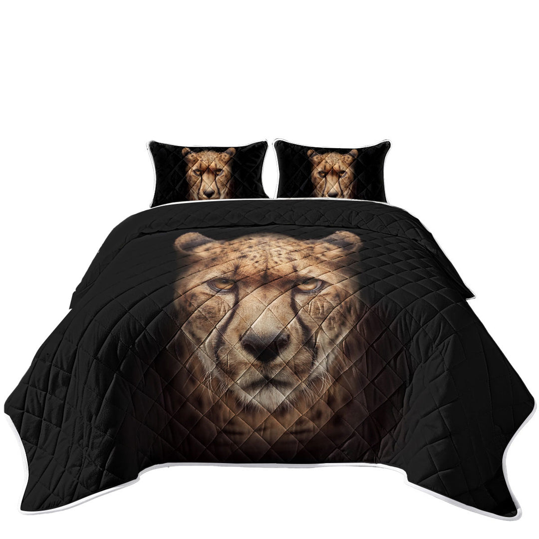 Quilts for Beds with Cool and Fascinating Cheetah Portrait