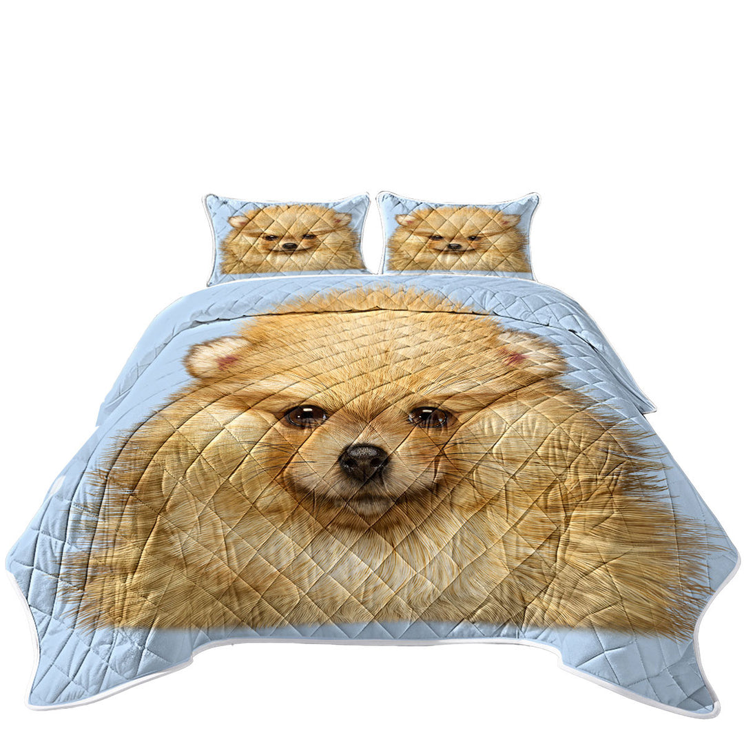 Quilts for Beds with Cute Animal Art Pomeranian Puppy Dog