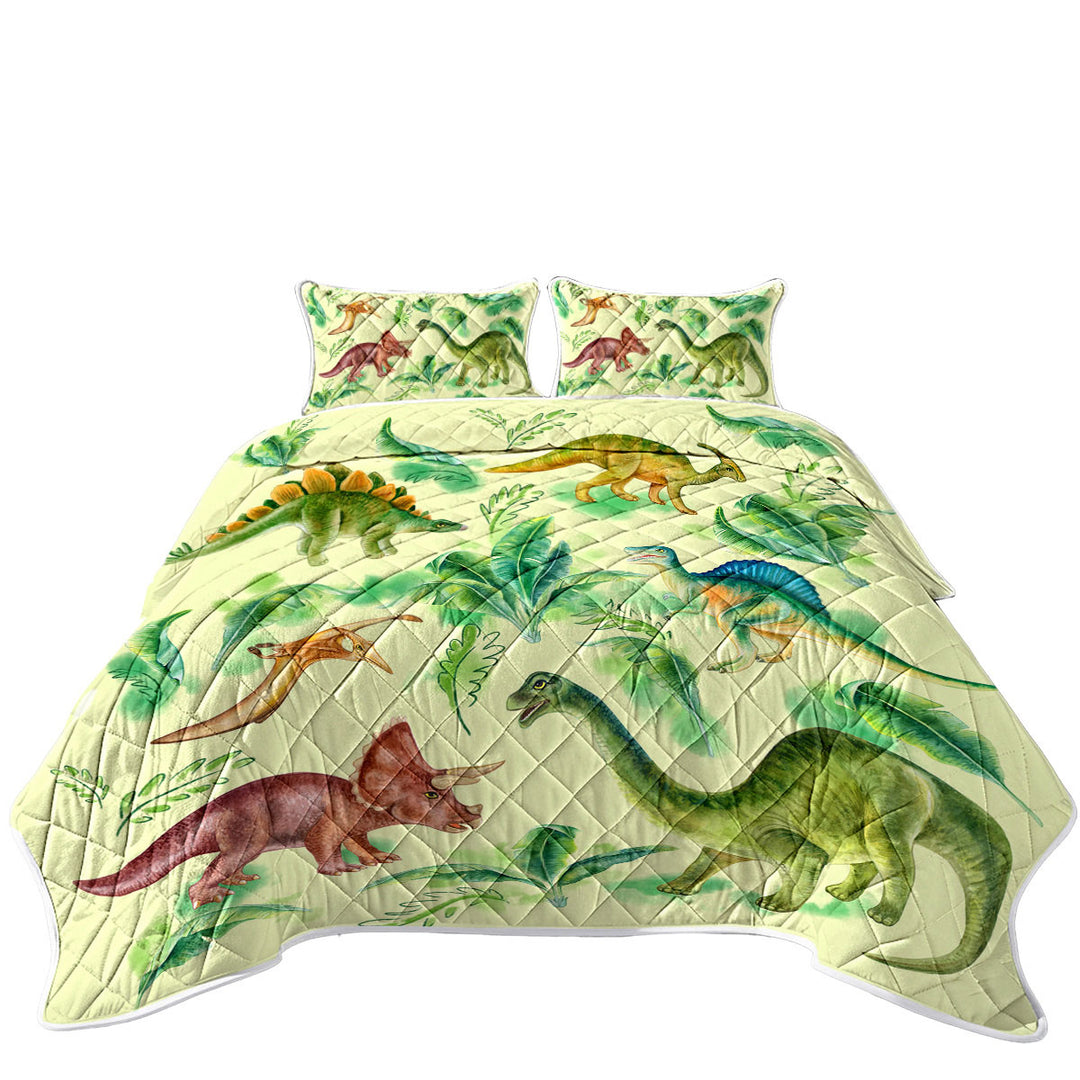 Quilts for Beds with Dinosaur Drawings for Kids