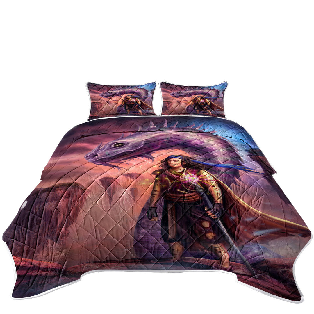 Quilts for Beds with Dragon and Thrakos Cool Fantasy Art