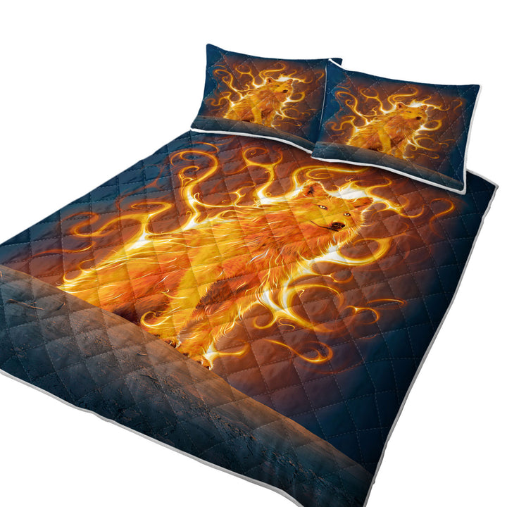 Quilts for Beds with Fantasy Animal Art Phoenix Wolf