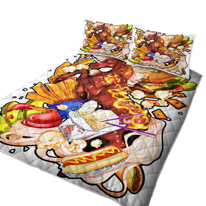 Quilts for Beds with Junk Food Fast Food Funny Unicorn