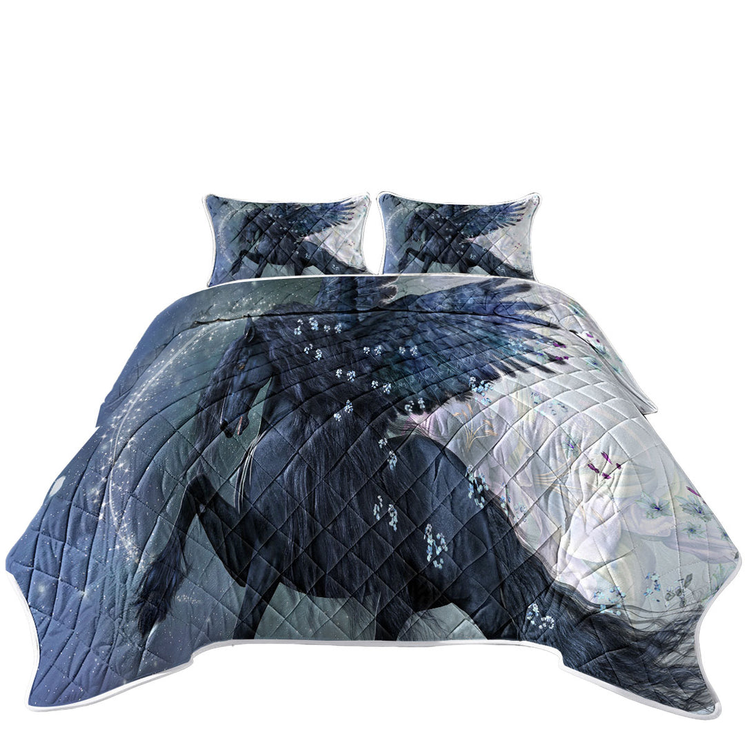 Quilts for Beds with Magical Angel Horse the Herald of Spring