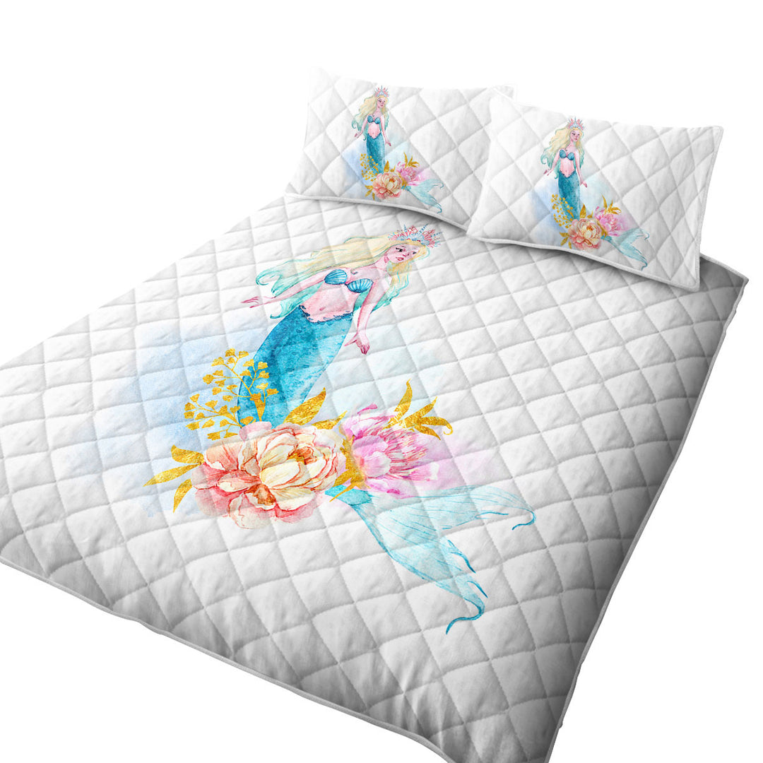 Quilts for Beds with Pastel Color Mermaid