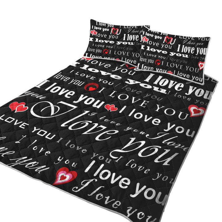 Quilts for Beds with Romantic Quotes I Love You