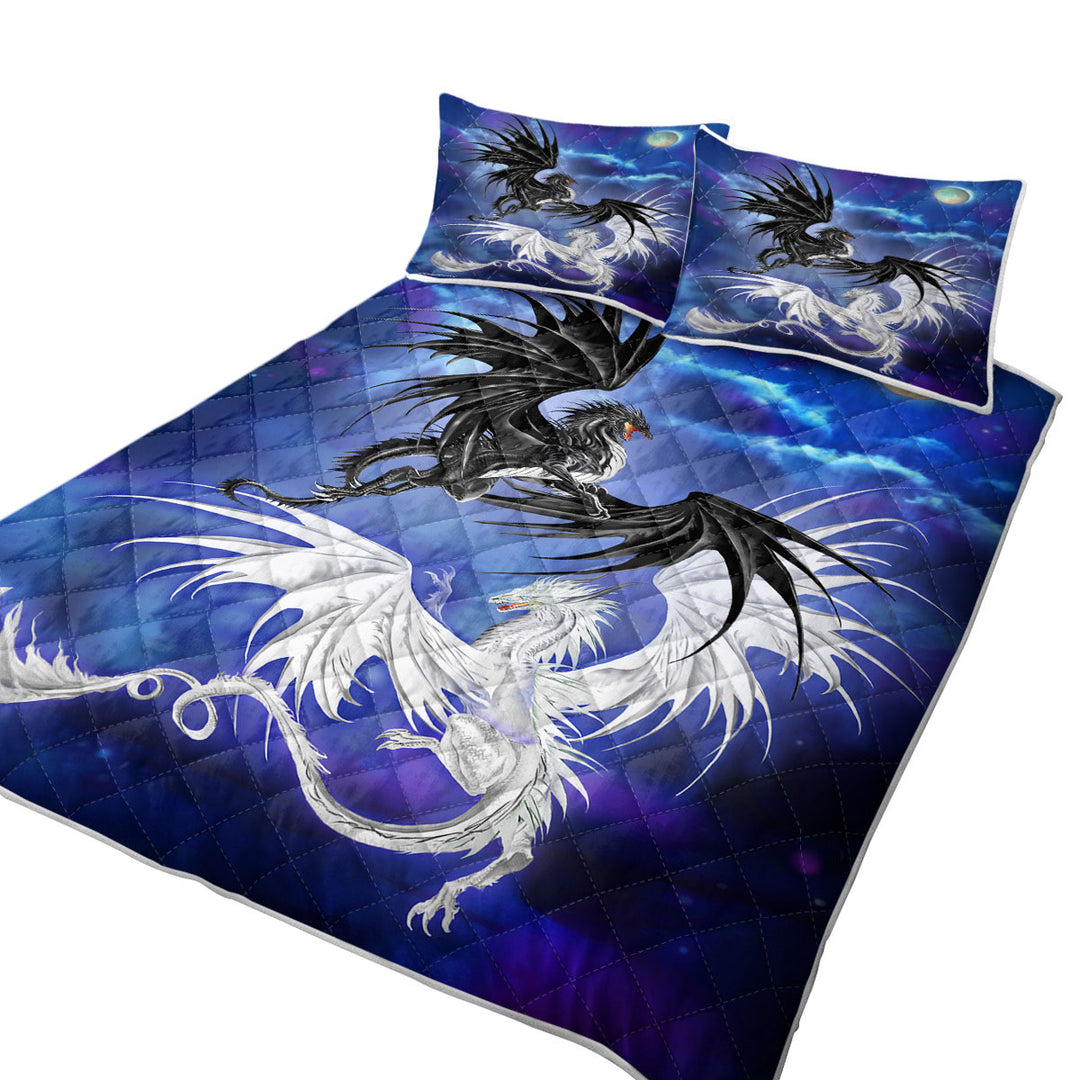 Quilts for Beds with Twilight Duel Black vs White Dragons