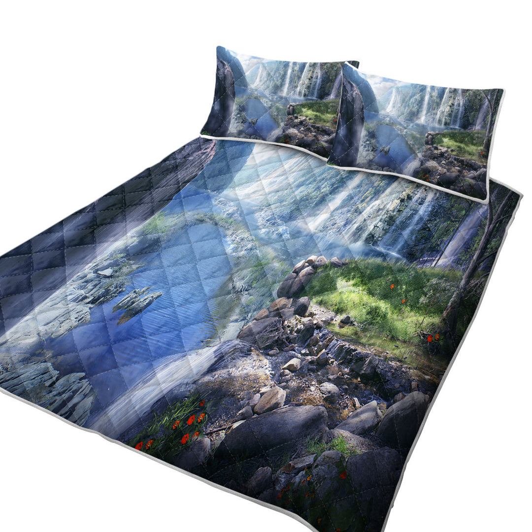 Quilts for sale with Beautiful Nature Waterfall Paradise