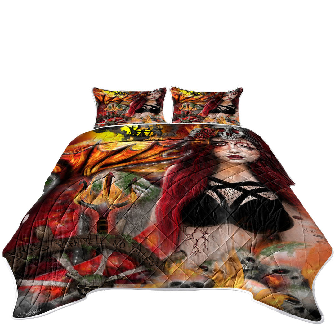 Quilts for sale with Blaze the Banished Beautiful Goth Girl