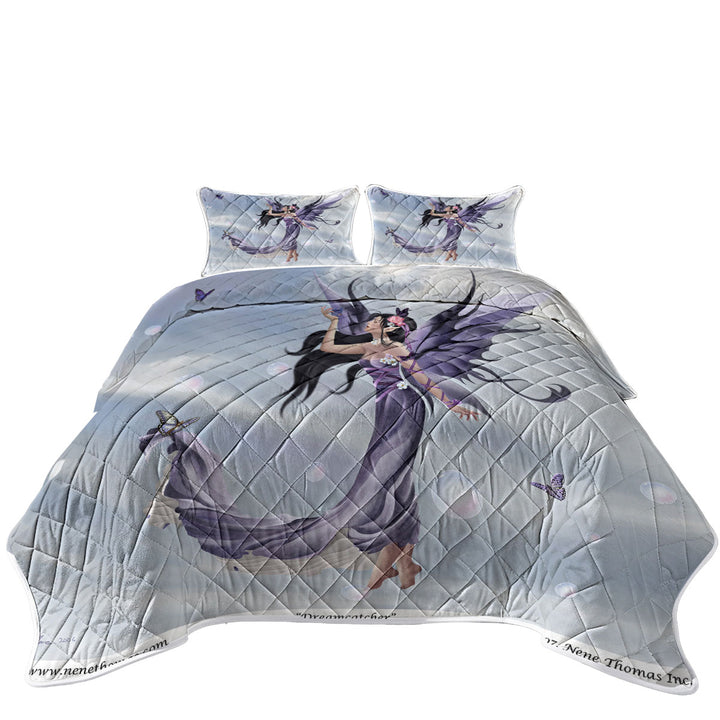 Quilts for sale with Fantasy Art the Purple Dream Catcher Fairy