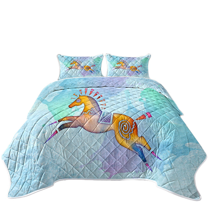 Quilts for sale with Native American Animal Art Painted Horse Pony