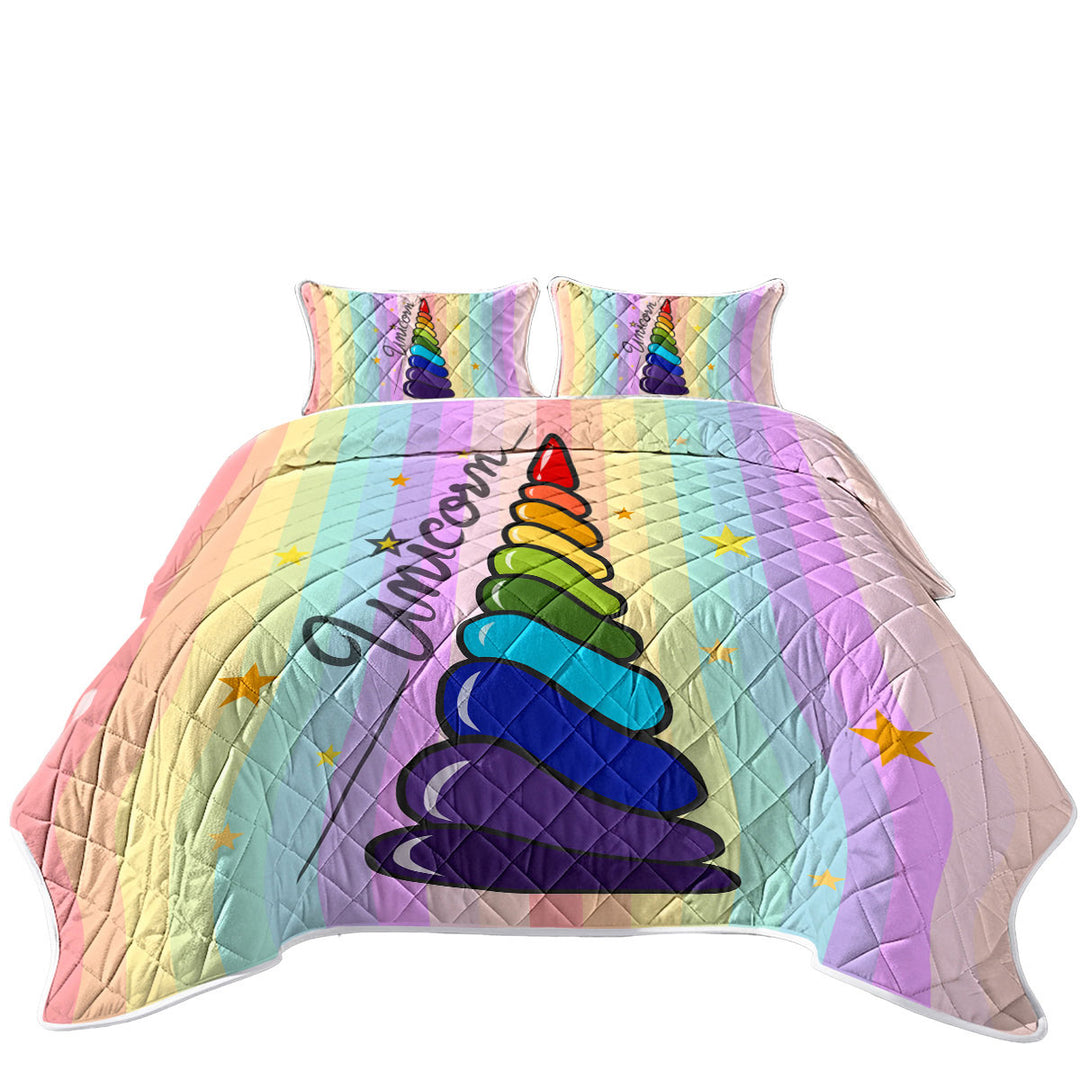 Quilts for sale with Rainbow Unicorn_s Horn