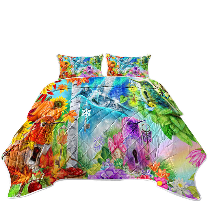 Quilts with Changing Seasons Autumn Spring Hummingbirds