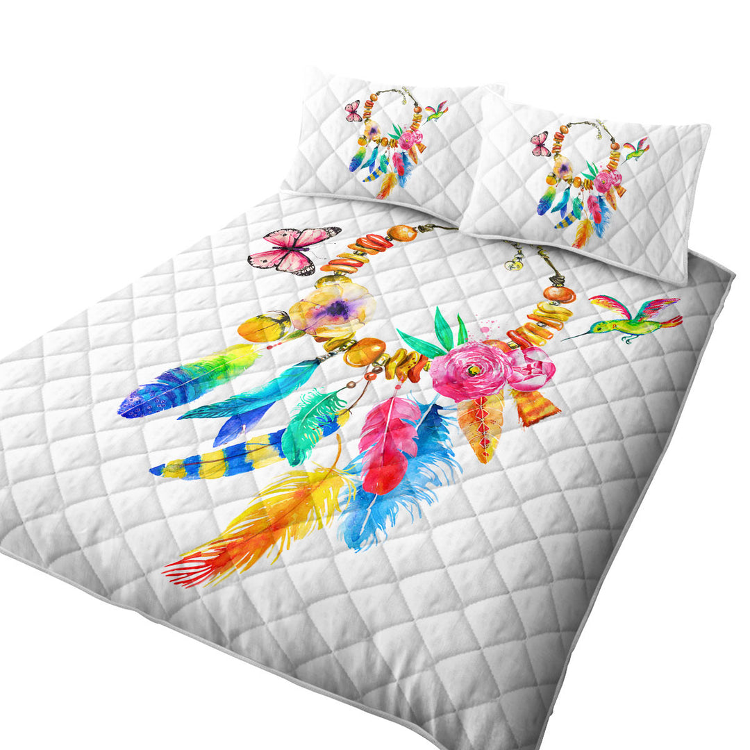 Quilts with Colorful Feather Necklace