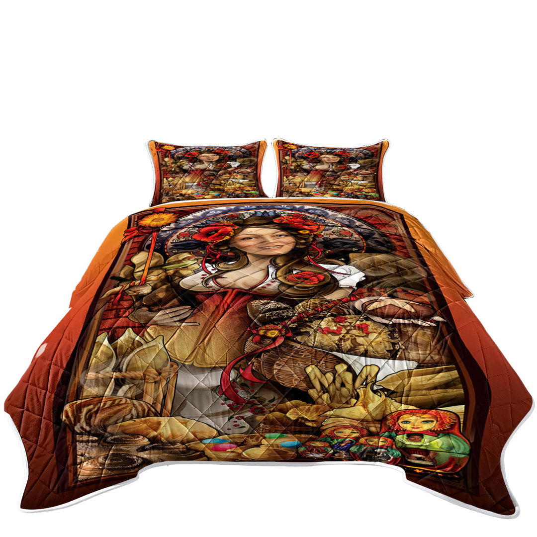 Quilts with Cool Art Pretty Woman the Goddess of Bread