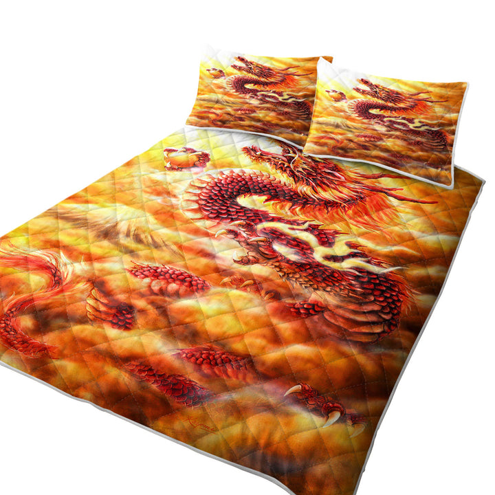 Quilts with Cool Fantasy Art Red Clouds Dragon