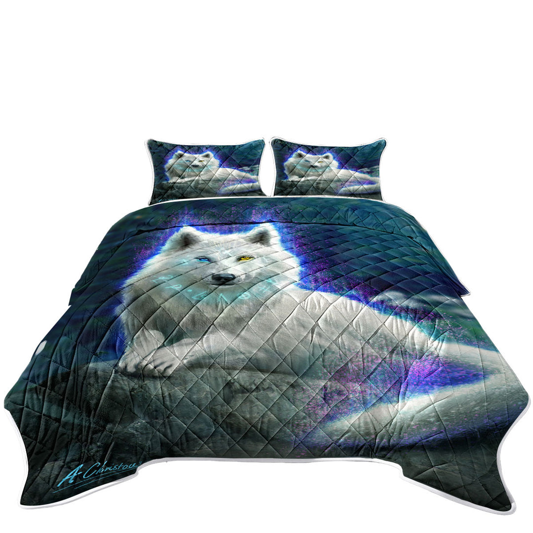 Quilts with Cool Fantasy White Wolf