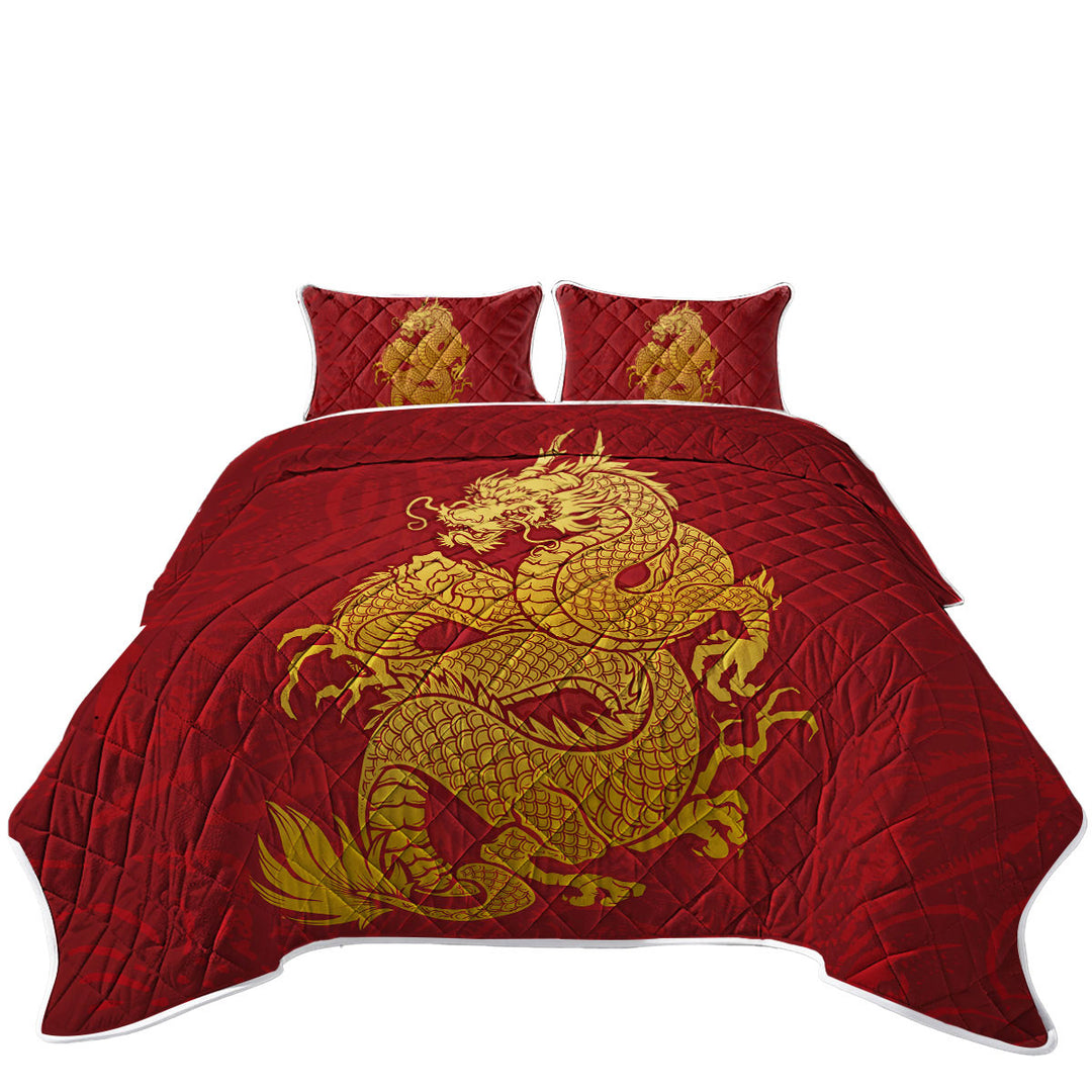 Quilts with Cool Yellow Chinese Dragon