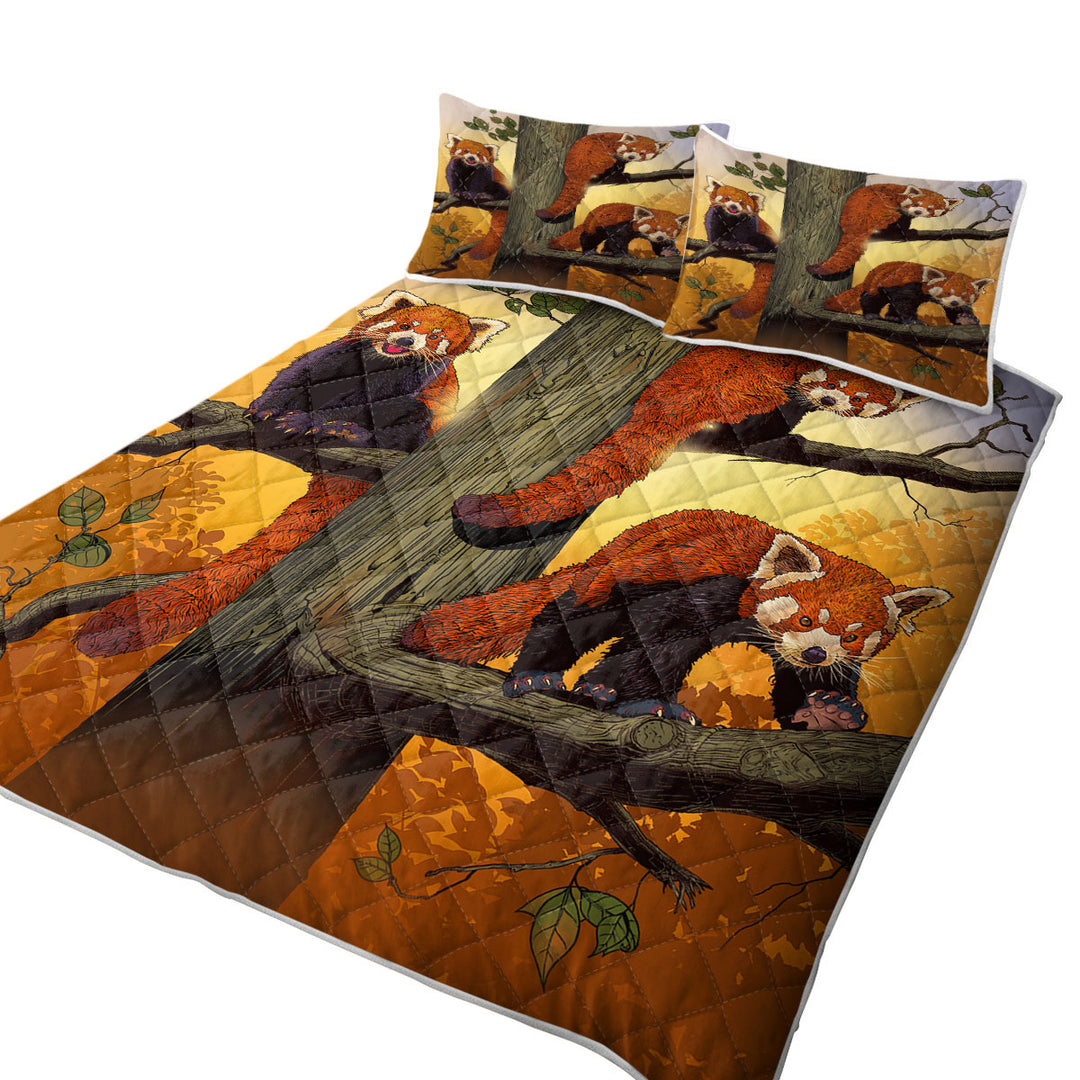 Quilts with Cute Animals Art Red Pandas