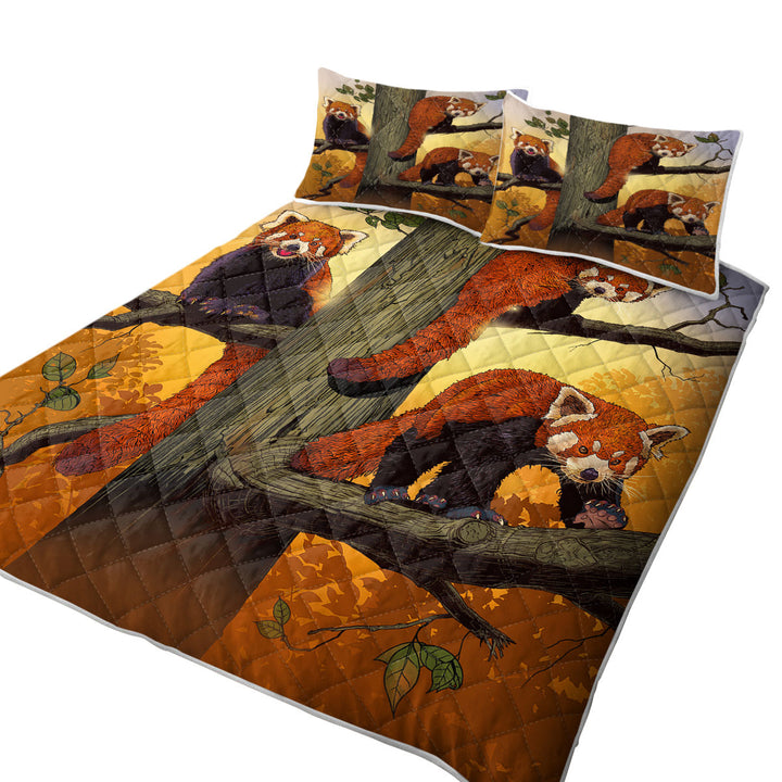 Quilts with Cute Animals Art Red Pandas