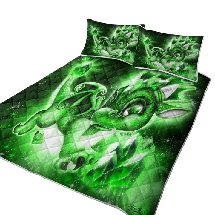 Quilts with Cute Gift May Emerald Birthstone Lil Dragon