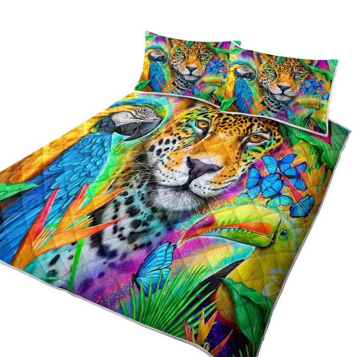 Quilts with Faces of Nature Macaw Ara Jaguar Toucan