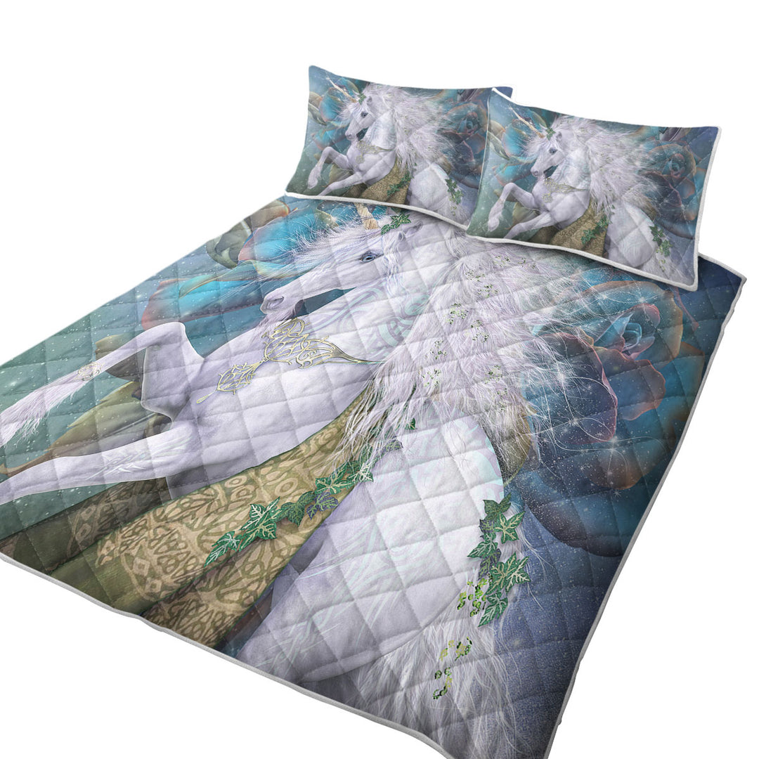 Quilts with Fantasy Art Magical White Unicorn