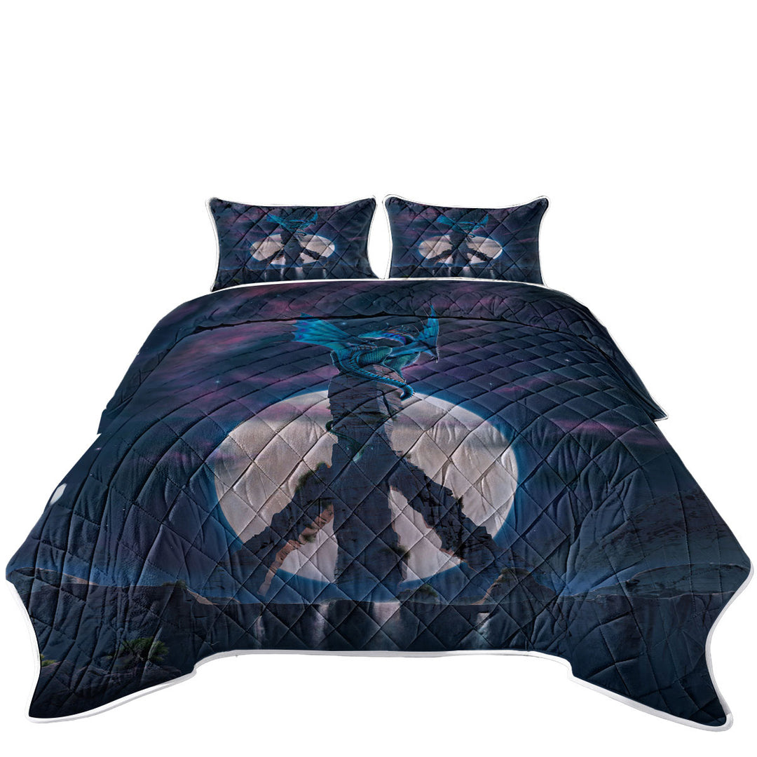 Quilts with Fantasy Art Moon Peace Dragon