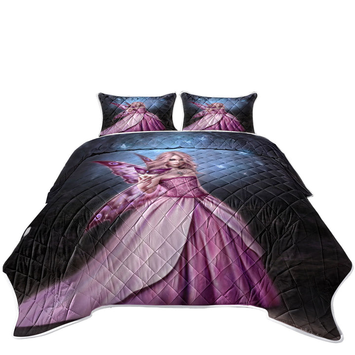 Quilts with Fantasy Art Titania the Gorgeous Pinkish Butterfly Girl