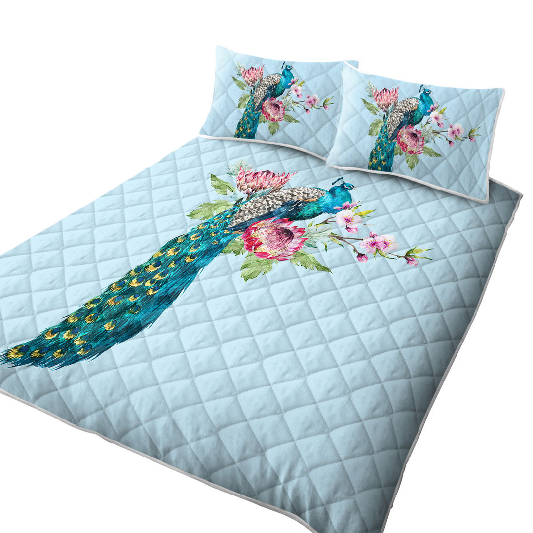 Quilts with Flowers and Peacock