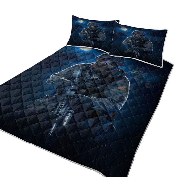 Quilts with Funny Cool Animal Artwork the US Navy Seal