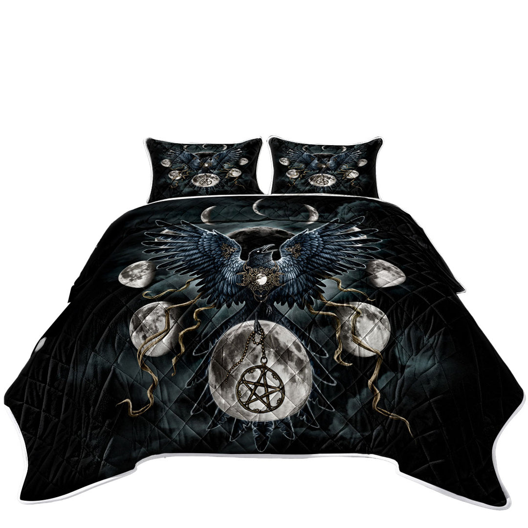 Quilts with Gothic Art Sinister Wings Moon Night Crow