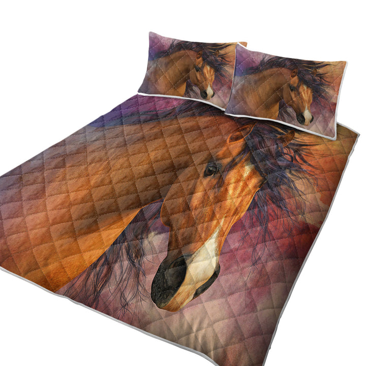 Quilts with Horses Art Attractive Brown Young Horse