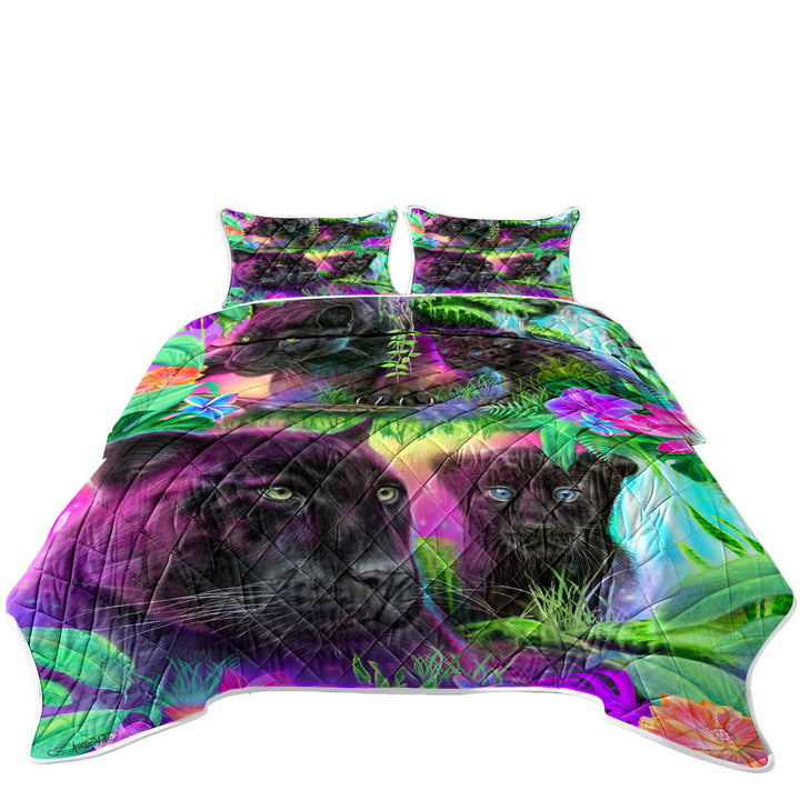 Quilts with Jungle Animal Painting Daydream Panthers