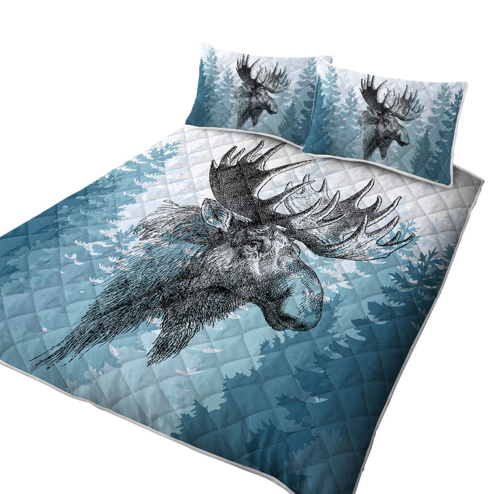 Quilts with Moose Drawing