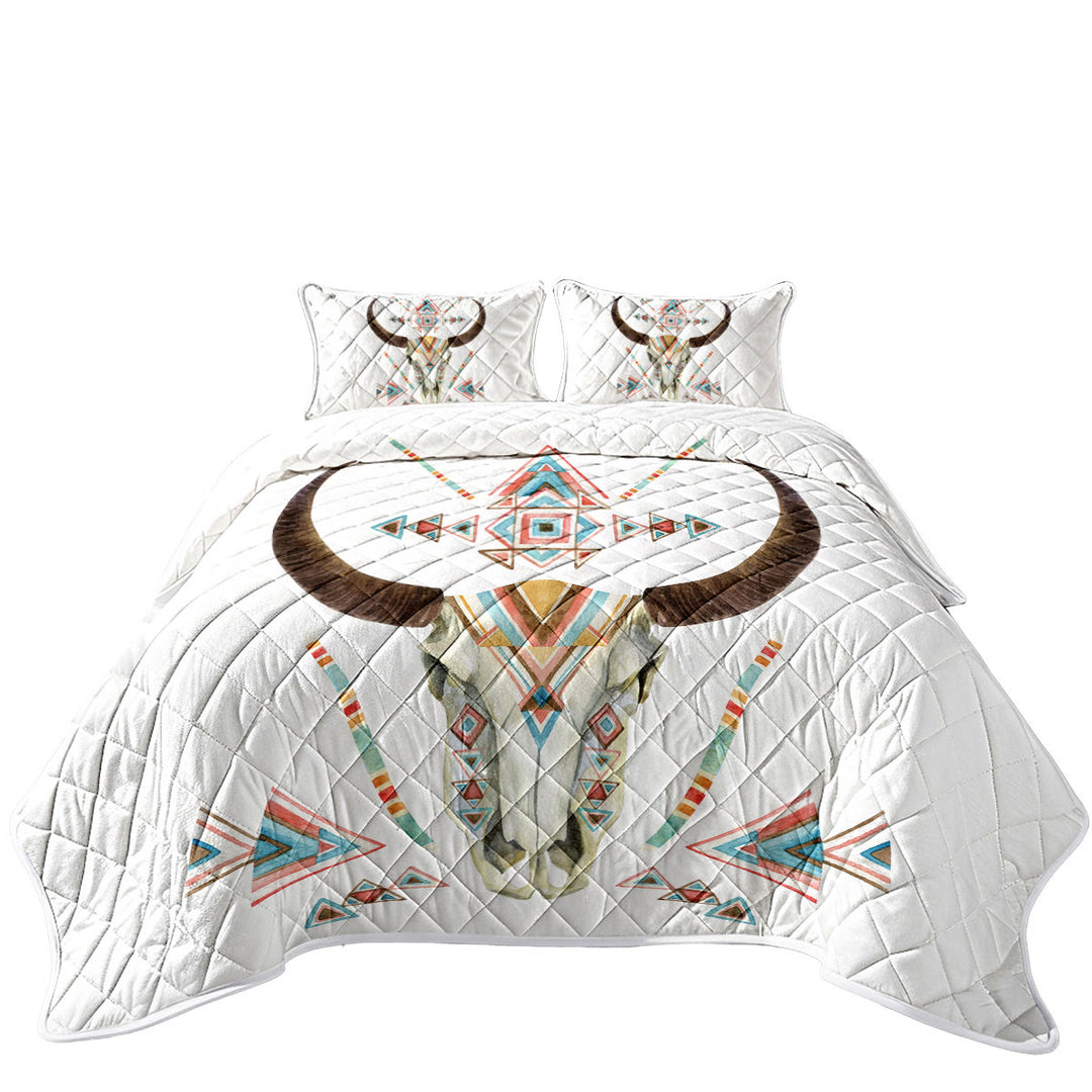 Quilts with Multi Colored Bull Skull