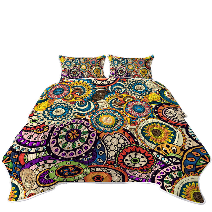 Quilts with Multi Colored Little Mandalas